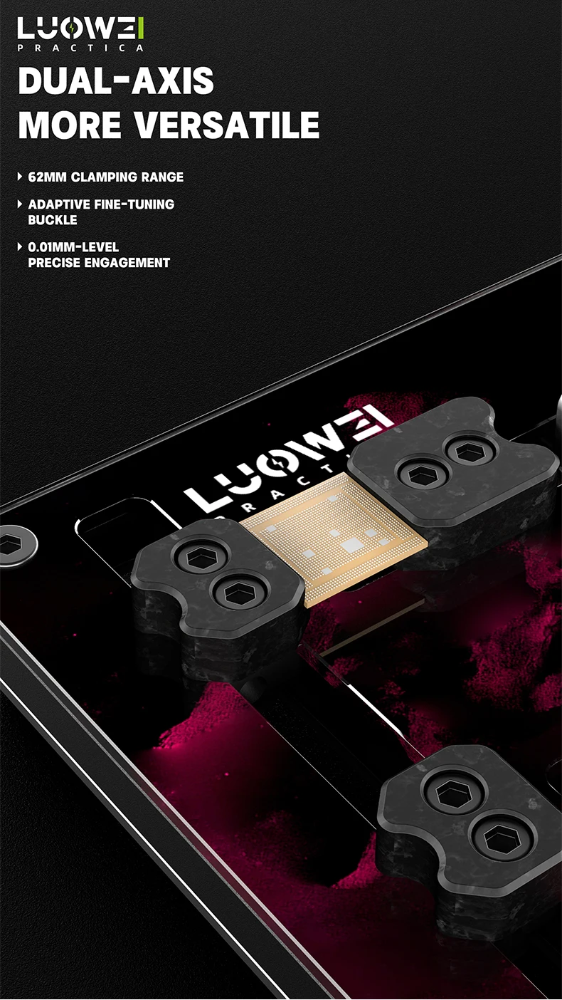 LW-AP06 V Groove Precise Clamping Jig 500℃ Heat Insulating Tempered Glass Dual-Axis Fixed Slider Fixture for Chip Repair