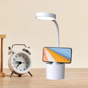 LED Desk Lamp with Mobile Phone Holder and Pencil Cup Cost Effective Study Lamp Built in Rechargeable Battery