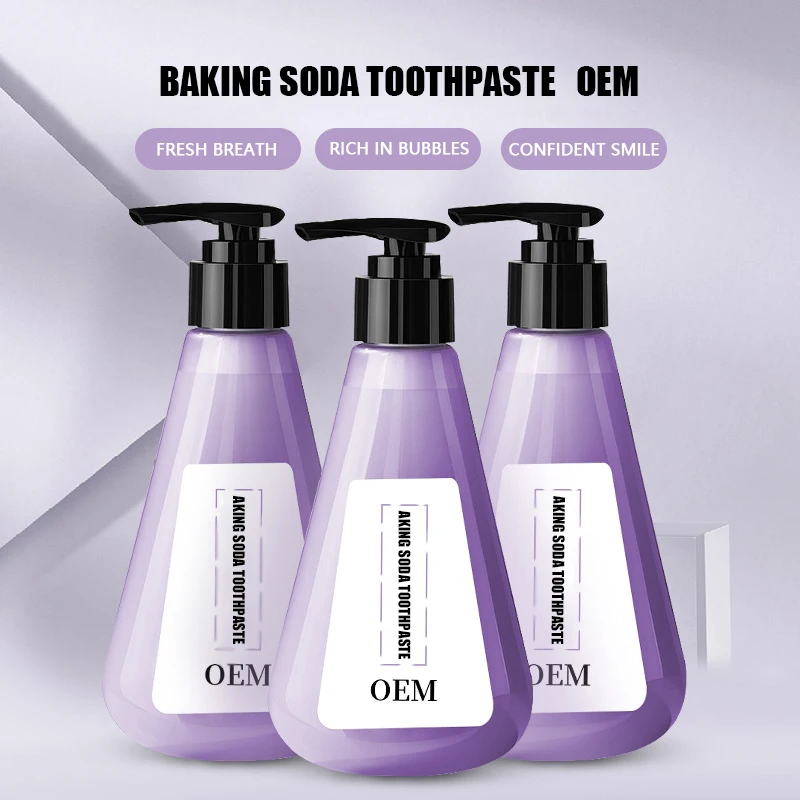 Soda foam. Baking soda press toothpaste.