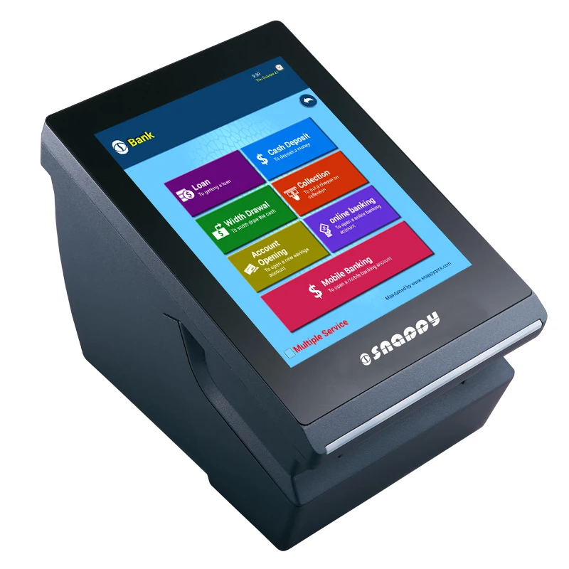 8inch Free Standing Arabic support QMS Ticket Dispenser with SMS for queue management system
