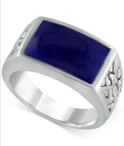 Customized Fashion Jewelry Gemstone Designer Oxidized  925 Sterling Silver Ring for Men