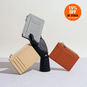 Custom Wholesale in Stock Fashion Genuine Leather Credit Wallet Business Card Holder