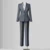Cappotto grigio+pantaloni dritti