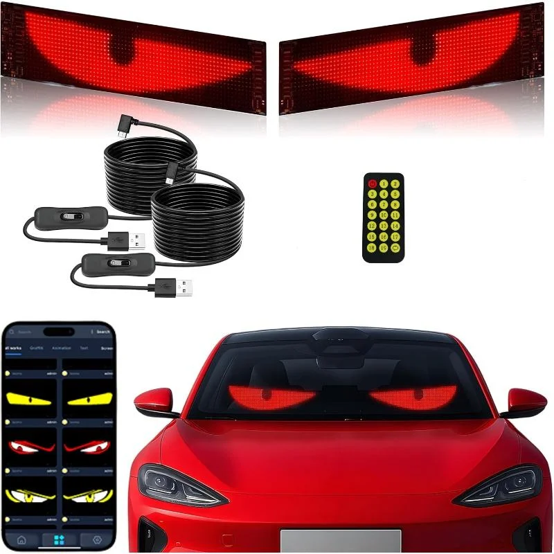 App Control Car Window Flexible Led Display Ojos Led Para Autos Camion Windshield Eye Flexible Messages Scrolling Led Screen