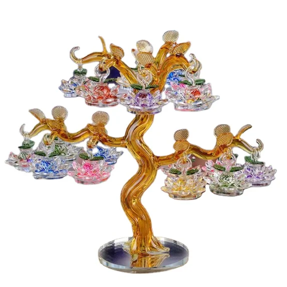 Хрустальное дерево лотоса для гостиной креативные деньги маленькие декоративные хрустальные ремесла стеклянные поделки