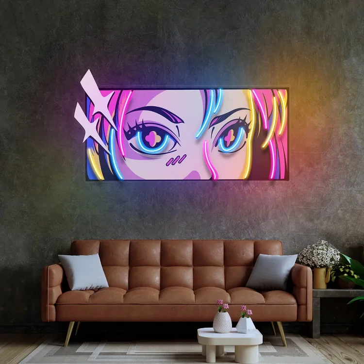 Kunpei_yamanashi　デジタルプリント  NEON SKULLⅠ Skull Dynamic Flame Eyes Neon Sign for Wall Decor Halloween