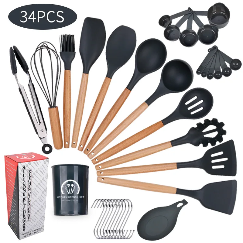 Kitchen Utensils Set- 34PCS Silicone Cooking Utensils with Holder