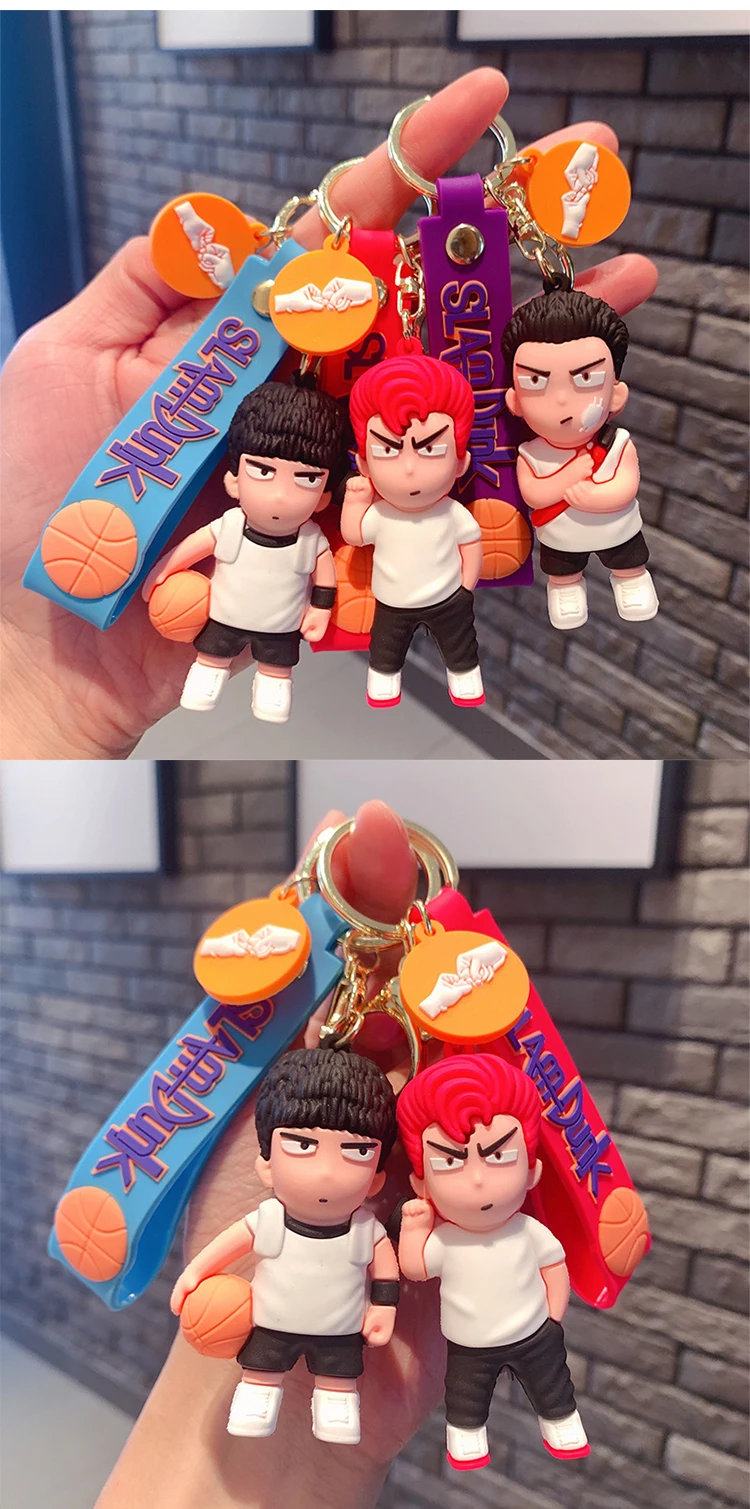 Wholesale 3d Cartoon Anime Kawaii Rubber Slam Dunk Keychain Custom 3d