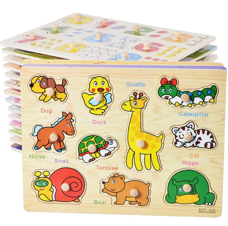 22.5*30 cm wholesale cartoon animal education wooden puzzles for kids
