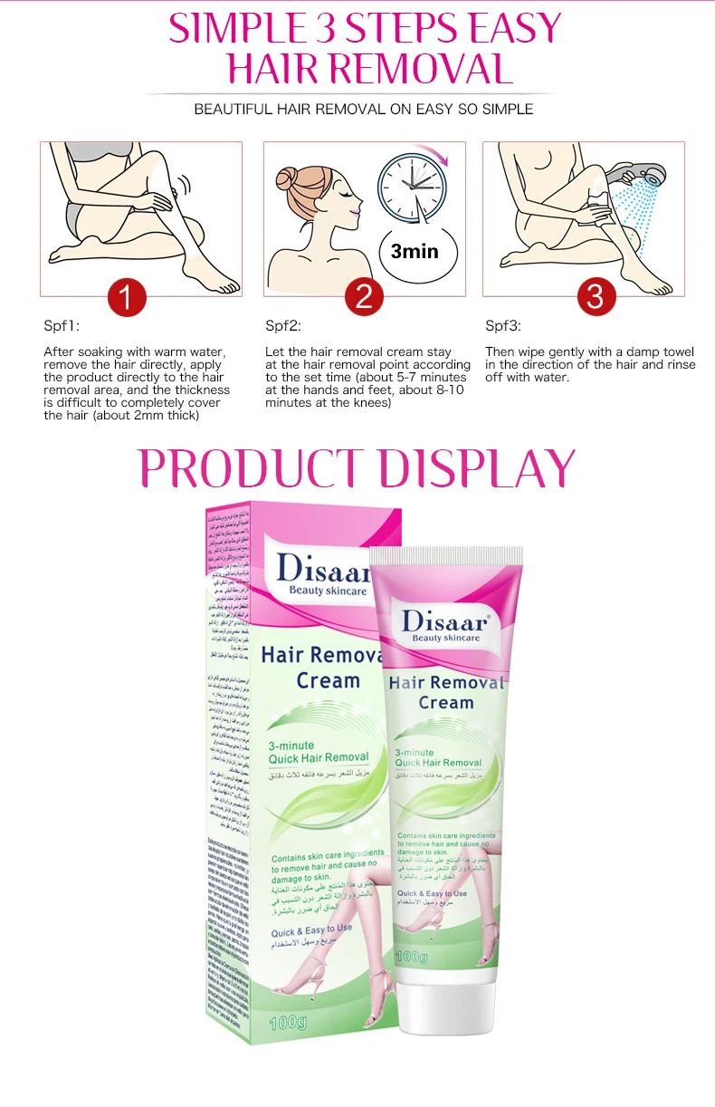 Creme Depilatório Orgânico Disaar Fast 3 Mins, Creme Removedor de Pelos Permanente e Indolor para Homens e Mulheres