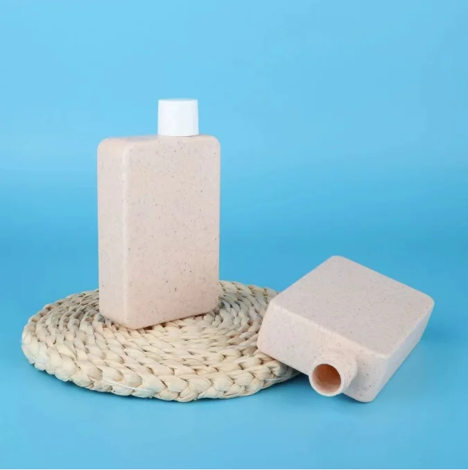 100ml Eco-friendly square Wheat Straw HDPE Biodegradable Squeeze Bottle for Lotion