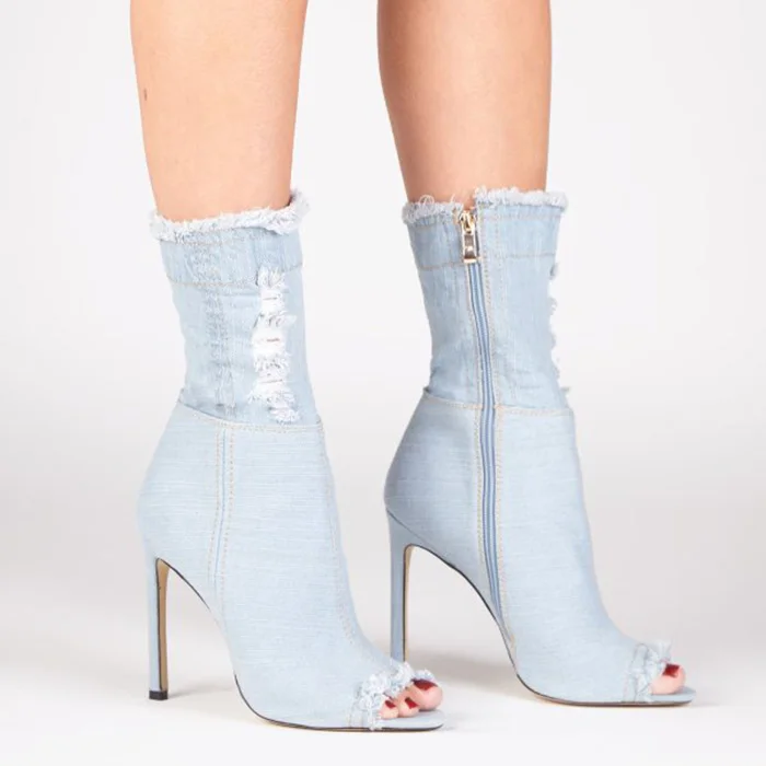 ladies light blue boots