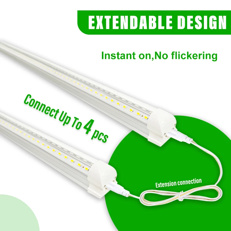 10Pack 8Ft LED Shop Light Fixture 100W 15000 Lumens 5000K Daylight White Clear Warehouse