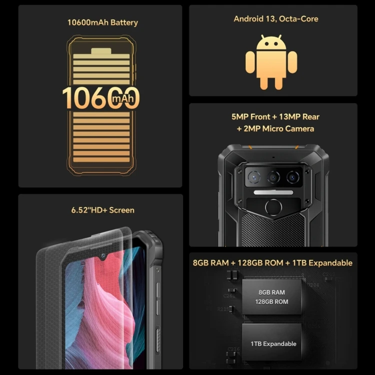 Atacado Novo Oukitel WP23 Pro 8GB+128GB IP68/IP69K Celulares