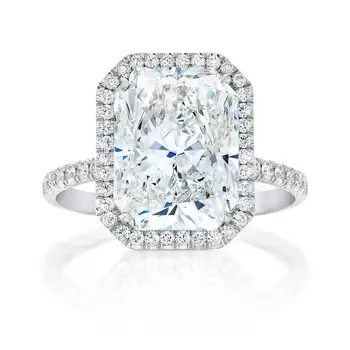 AAA Gems 18K Gold Women Halo Engagement Ring Custom1CT- 5CT Diamond Radiant Cut VVS Moissanite Ring with GRA