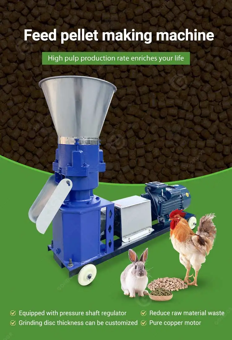 Cattle Plant Poultry Mill Feed Make 1 Ton Pelletizer Battery Operated Machine for Fish Feeds