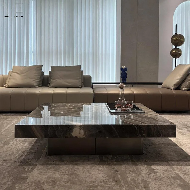 Modern Design Living Room Furniture Kaffee Tisch Aus Tempered Glass Tea Tables Marble Storage Sintered Stone Centre Coffee Table