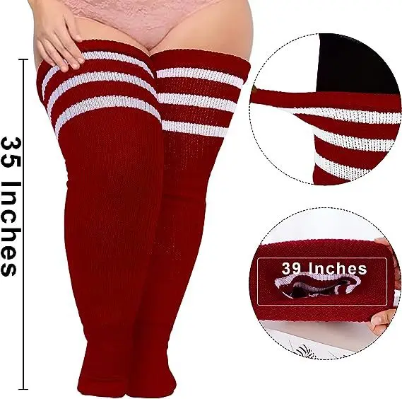 Plus Size Extra Large Striped Over The Knee Socks Non Slip Women Thigh
