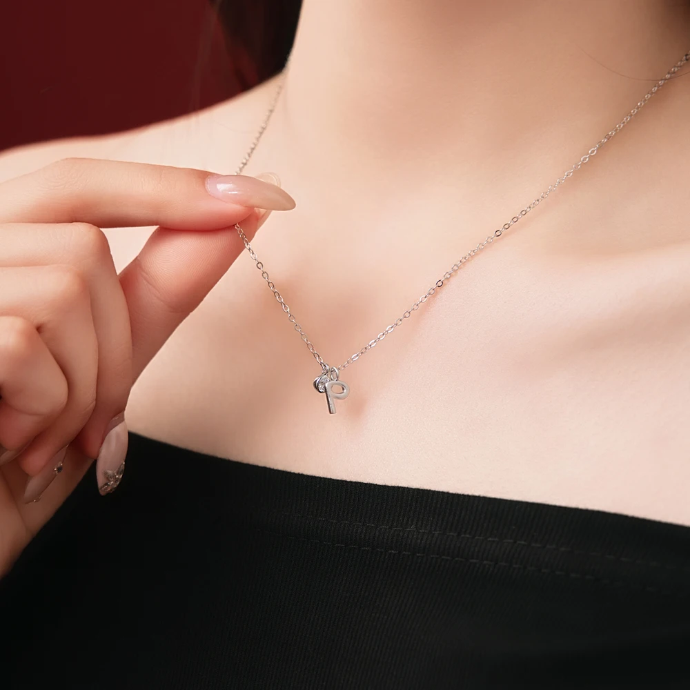 KAKODIY Initial Necklace Platinum 925 Sterling Silver 5A Zirconia Small Letters -P- Initial Pendant Necklace for Women detail 3