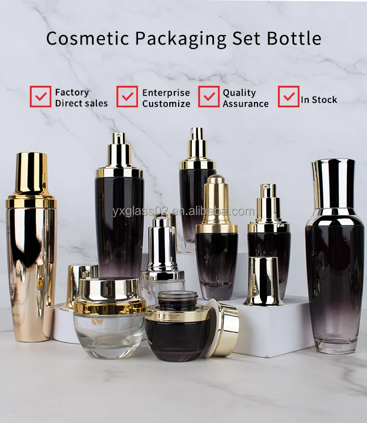 oil dropper bottle flask with gold dropper matte black cosmetic bottle packaging skincare packaging full set luxury manufacture