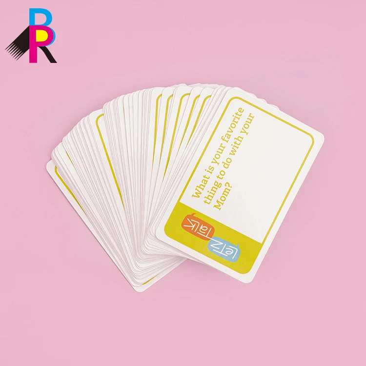 Custom Printed Educational Trivia Card Game Paper Material Family Conversation Question Cards Quiz Game Customized