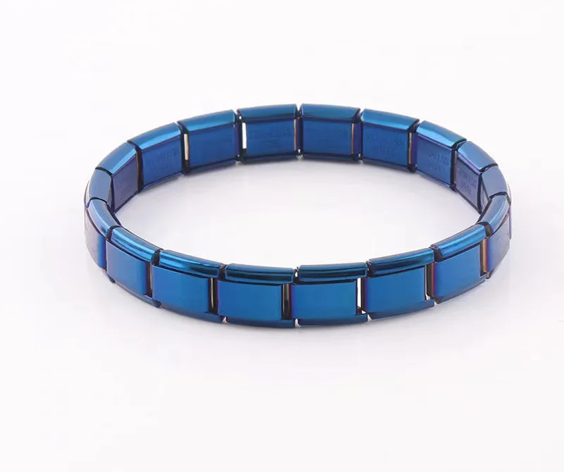 Blue Stainless Steel Jewelry Bracelet Handmade DIY Link Chains Italian Charm Bracelet