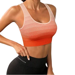 Customized Seamless Women's  Yoga Bra Gradient color Beautiful Back  Non-adjusted Straps High Support for Workout Sports