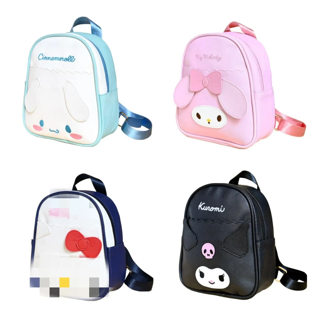 Miniso Cute Kuromi Cinnamoroll Hello Kitty Backpack, Pu Leather