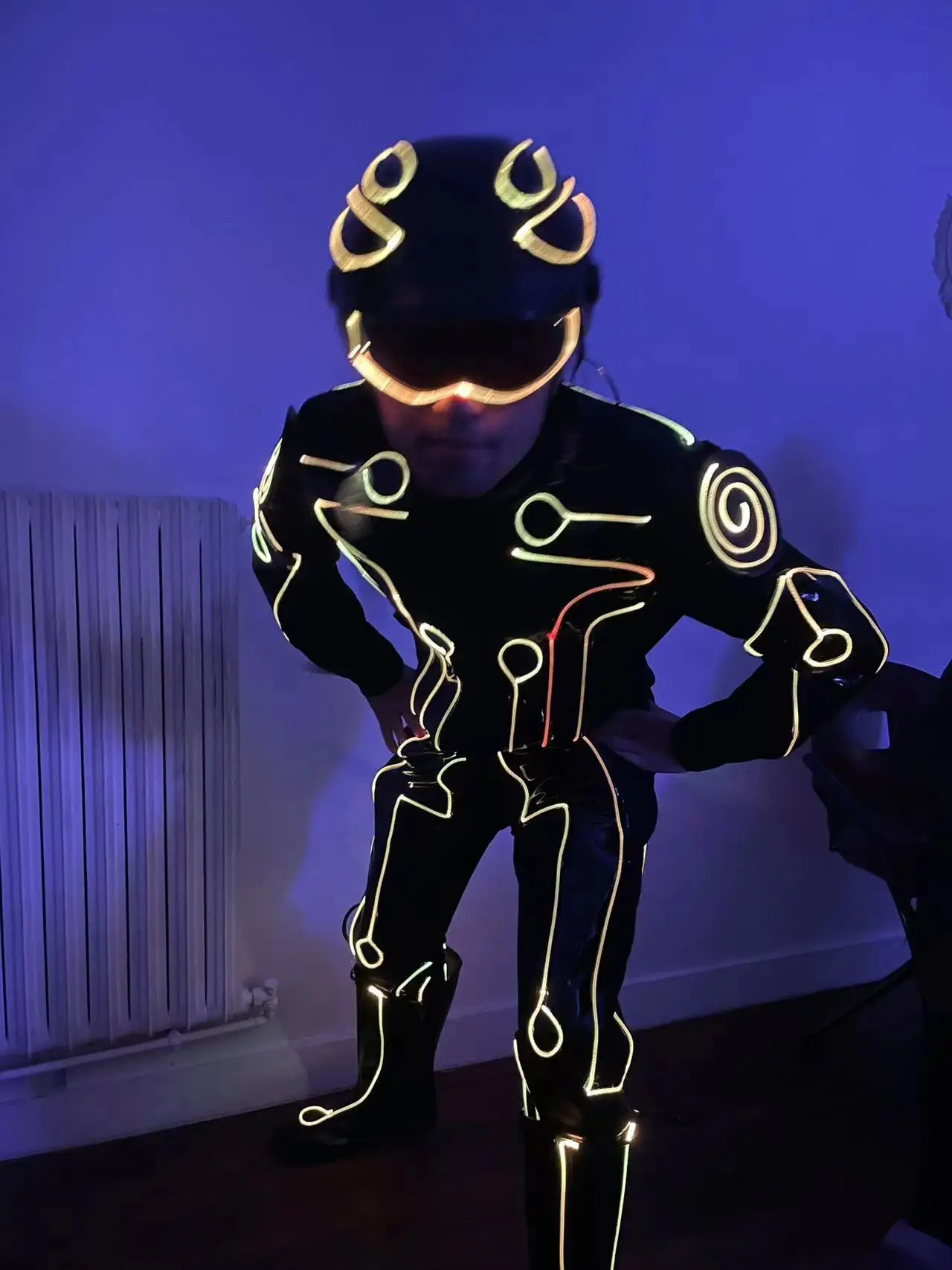 Tron Legacy LED Suit Fiber Optic Outfit for Warrior Disco DJ Dance Show  Performance for Ballroom Wear and Cosplay - Main Image