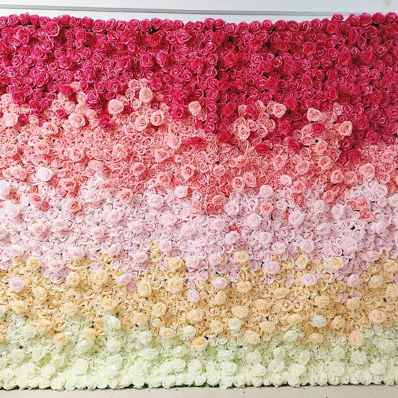 J092 8x8 Flower Wall Wedding Rose Floral Wall 3d Roll Up Cloth Flower
