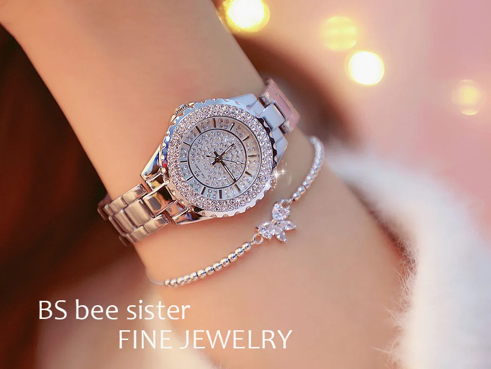 Bs Bee Sister 0280 Women Watch Fashion Crystal Diamond Dress Watches Lady Luxury Waterproof Women Quartz Bracelet Wristwatches