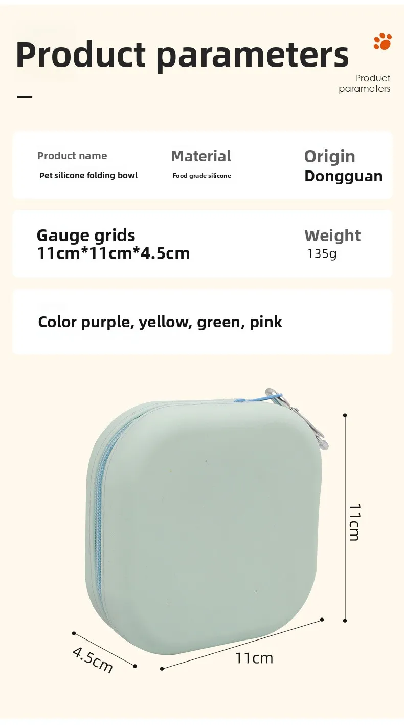 2 in 1 Folding Silicone Pet Bowl with Zipper Closure New Outdoor Carrying Cat and Dog Feeding Bowl manufacture