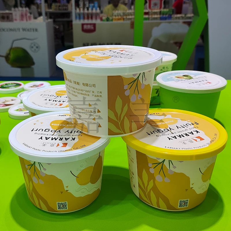 500g Yogurt Cup Swiss Flavour Sour Cream Cup Single Used Disposable Plastic Cup with Lid Sample Free Hot Sale Product