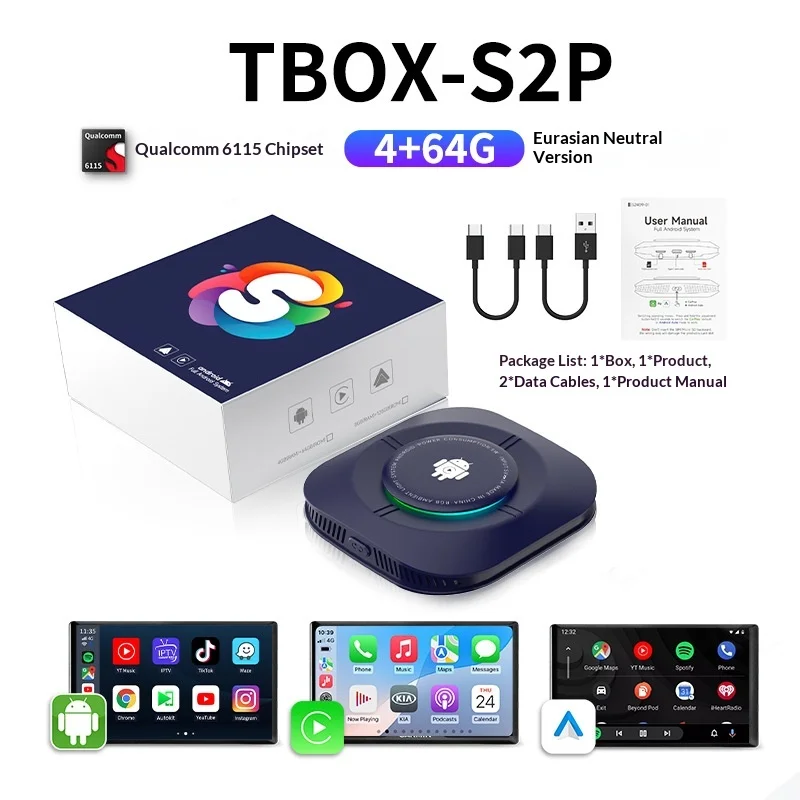 Carlinkit TBOX S2P - Wireless Carplay Adapter for Android 13