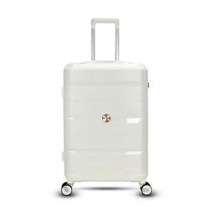 Unisex Hard Shell Zipper Spinner Travel Trolley Suitcase Business Trip Carry-On PP Luggage Set with Lock for Men and Women