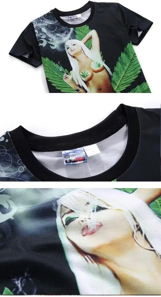 Women/men Female T Shirt Plus Size 3D Lovers Short Sleeve T-shirt Print Weeds Green Leaves Cool Summer Tops Tees Seaside T Shirt