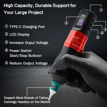 新しいワイヤレスタトゥーマシンLBBS20MAXスマートアジャスタブル