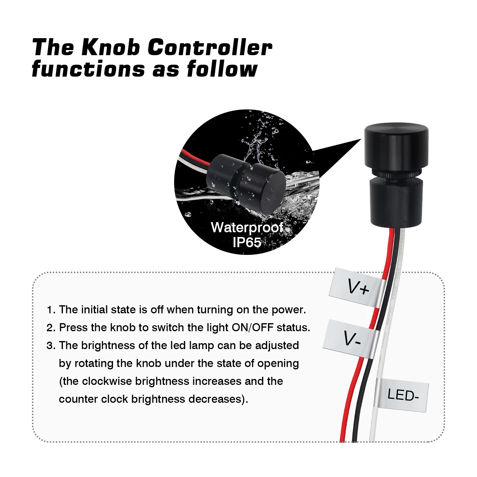 Миниатюрный вращающийся светодиодный регулятор яркости IP65 PWM контроллер