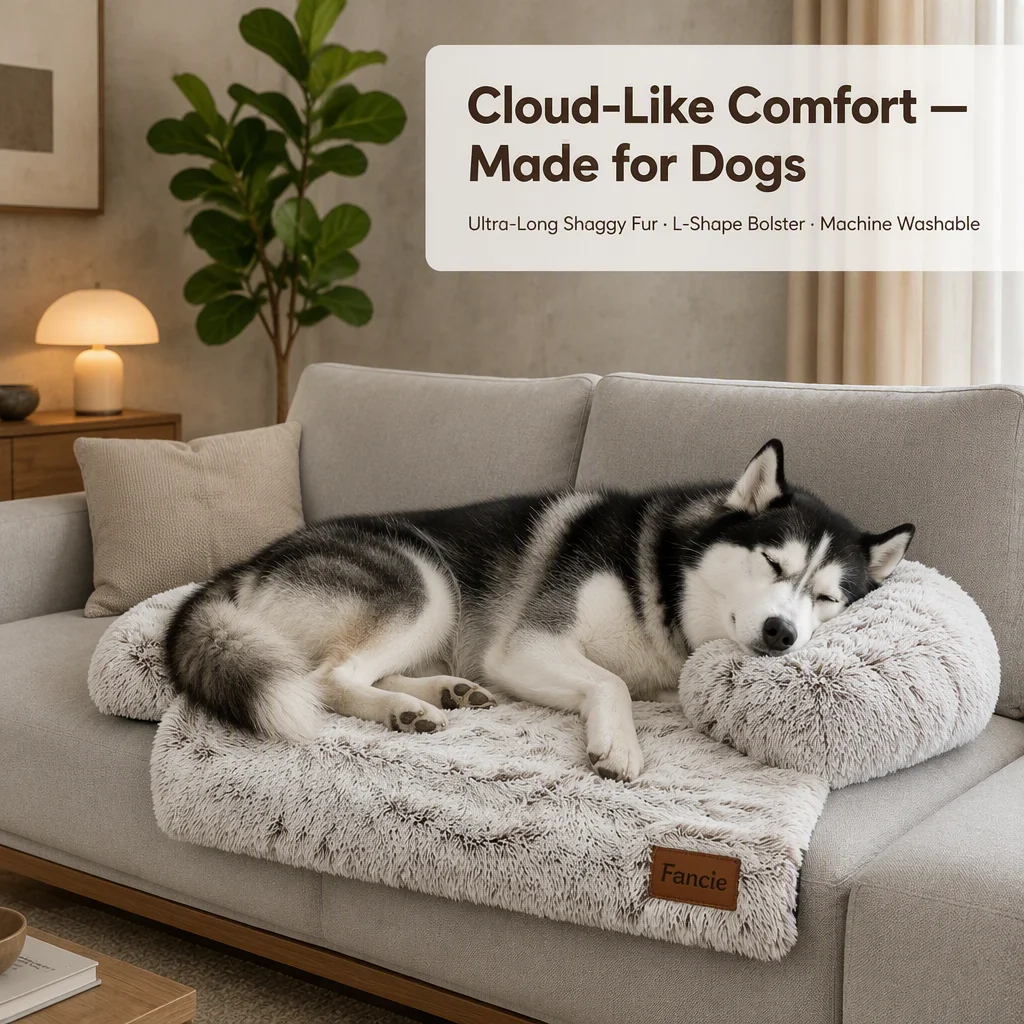 Shaggy Faux Fur Dog Sofa Bed — Product details 2