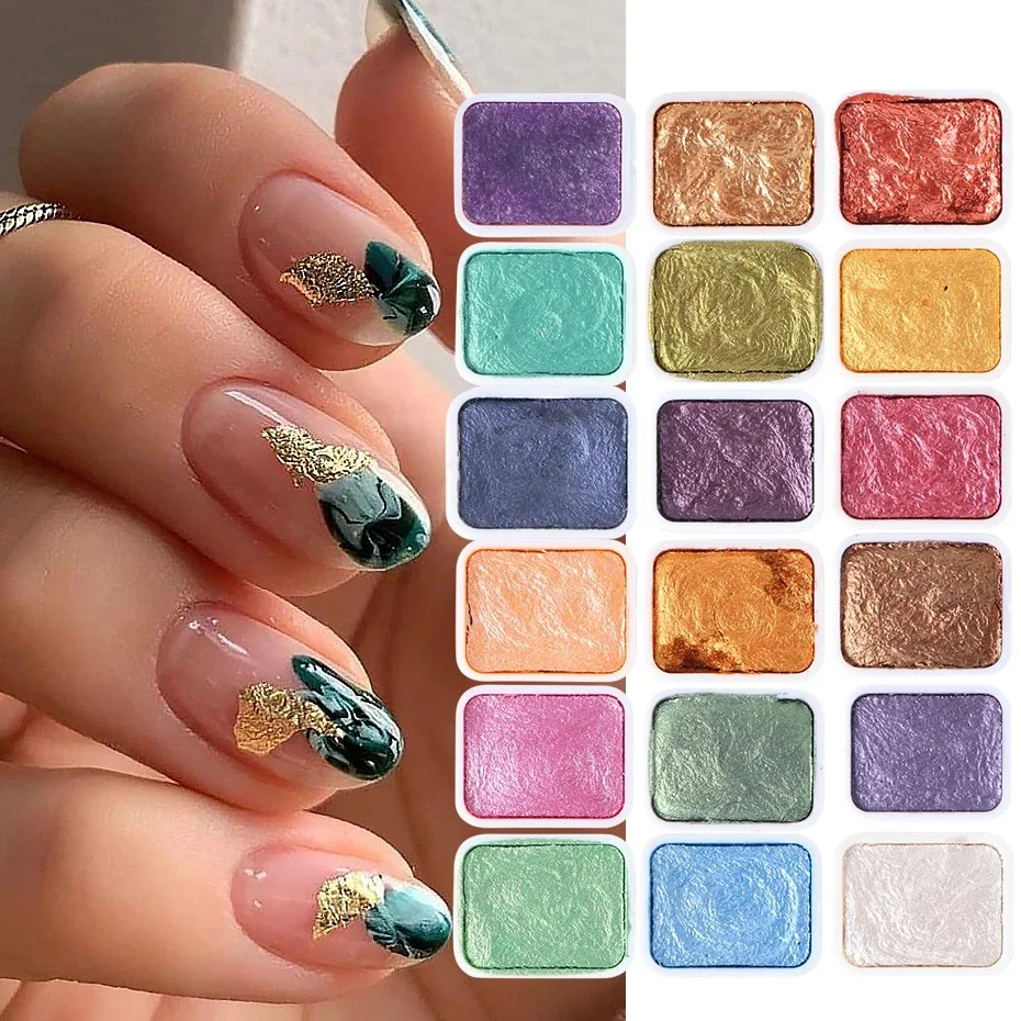 18 Color Solid Nail Pigment Art Kit Japanese Metal Pear Watercolor Tips  Painting Blooming Diy Flower Glitter Painting Art Tools - Buy Nail Painting,Nail  Pigment,Nails Art Product on 