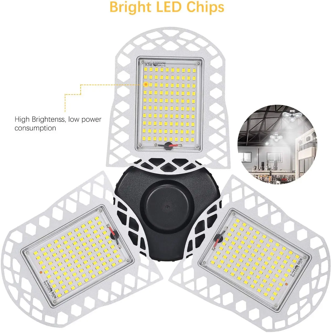
Быстрая доставка, 60 Вт, алюминиевый подвальный светильник с регулируемыми многопозиционными панелями, лм, деформируемый светильник для гаража 