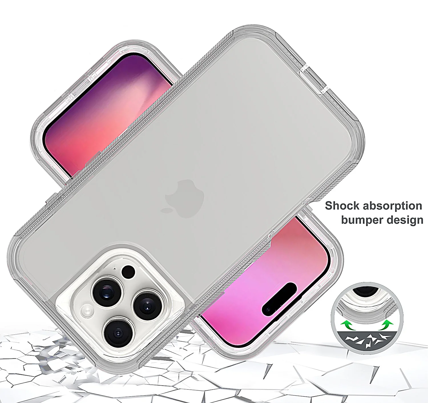 3 in 1 Defender Hybrid Transparent Tough Back Cover Protective Phone Case for iPhone 16 16pro 16 Pro Max