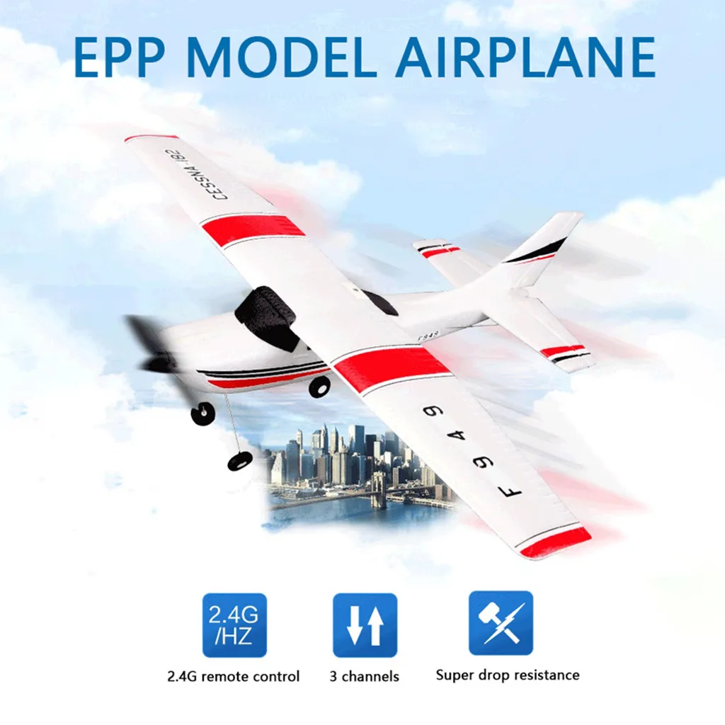 Avion RC WLtoys F949 Cessna-182 – 3 Canaux, Gyroscope 6 Axes, Moteur 720 – Pour Débutants, Vol 25 Min