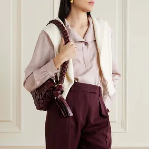 Clothing Manufacturers Custom Spring Summer Autumn Linen Stand Collar Drop Shoulder Loose Blouse Shirt