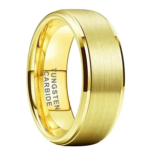 Coolstyle Jewelry 8mm Wholesale Dropshipping Fashion Engagement Wedding Band Gold Plated Tungsten Finger Ring for Men Women