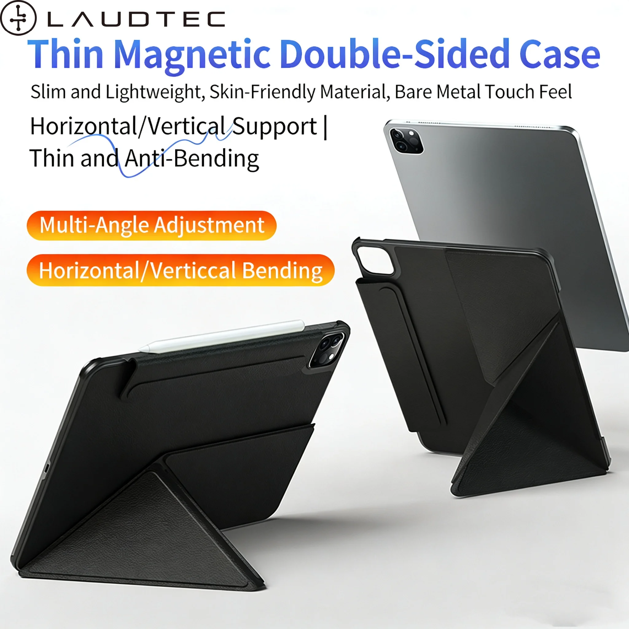 LAUDTEC Slim Magnetic Dual-Sided Tablet Case - Multi-Angle Adjustment Super Strong Protection for ipad Air M3/M2