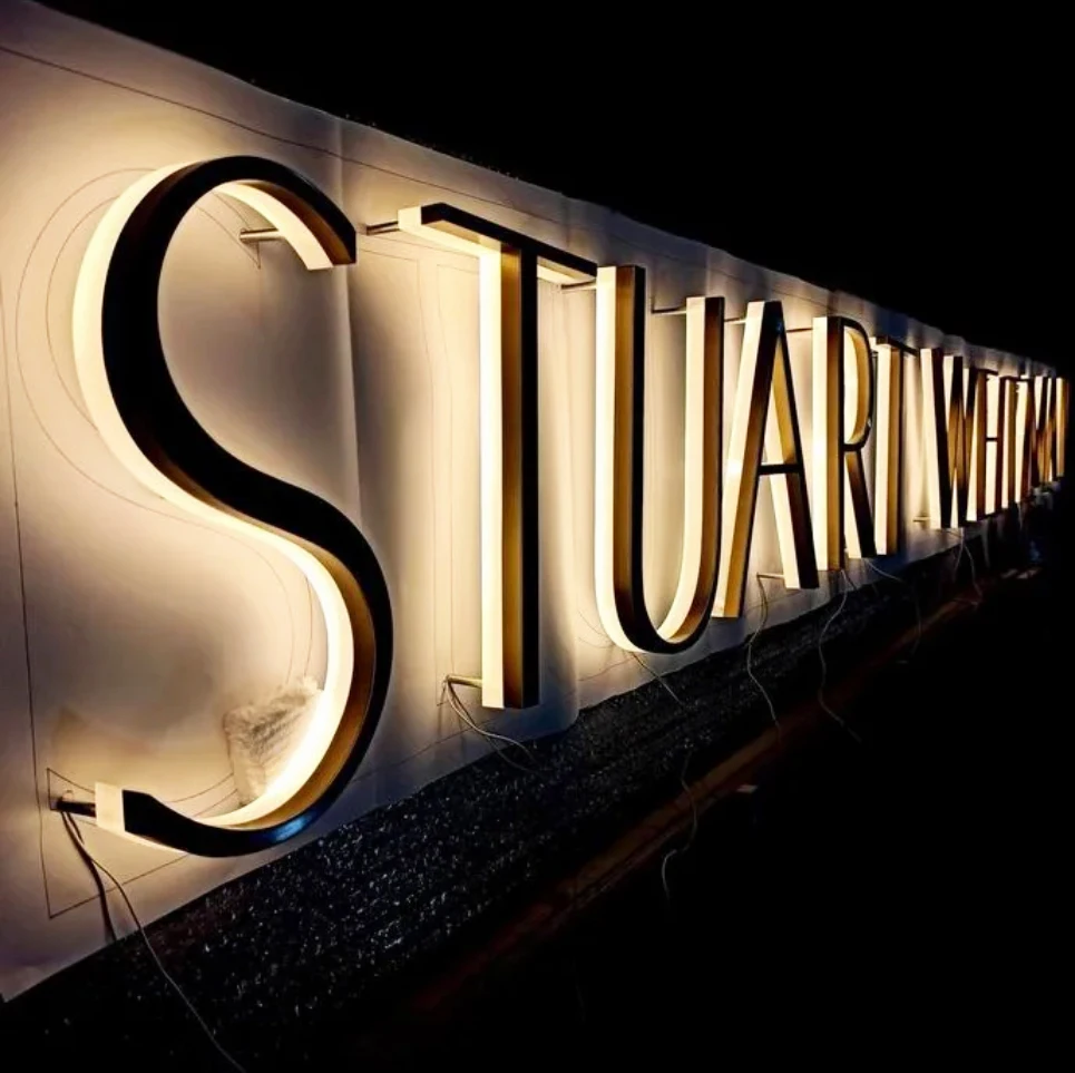 Rebow Customized Backlit Sign Led Channel Letters 3d Letter Sign Stainless Steel Electronic Led Illuminated Sign