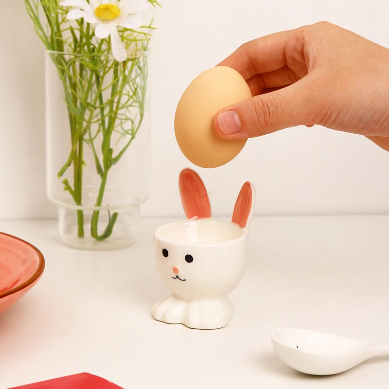 Rabbit Creative Kids Cute Animal Print Dinnerware Children Ceramic Porcelain Dinner Bowl Divided Plate and Spoon Sets manufacture