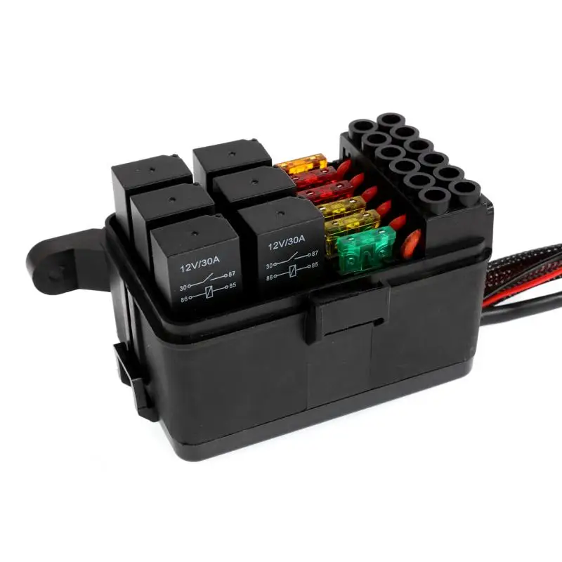 6 Gang Dimmable 12V LED Switch Automotive Light Button Switch Panel Relay System Control Box