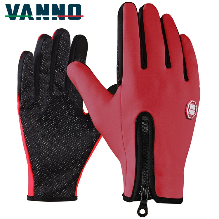 Зимние перчатки VANNO, флисовые теплые велосипедные спортивные перчатки, мотоциклетные велосипедные перчатки с закрытыми пальцами